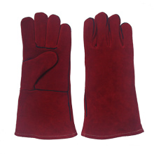 Red Cowhide Split Leather Industrial Hand Safety Welding Work Gloves